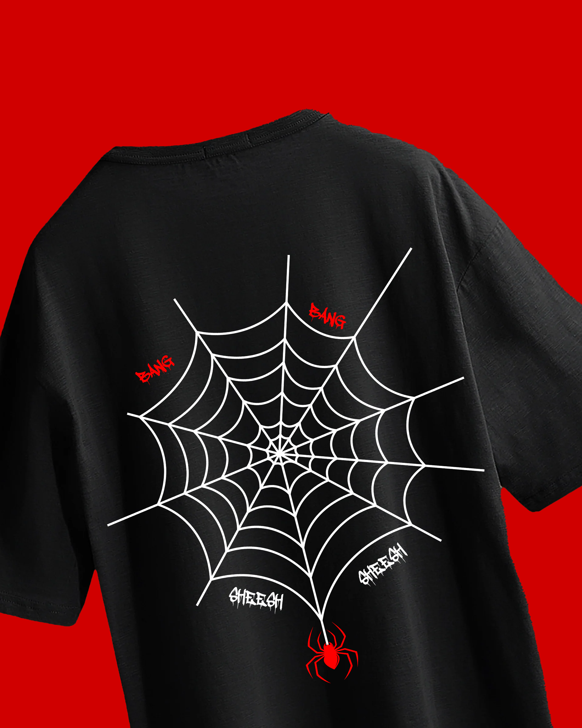 Oversized Spider streetwear t-shirt – black cotton & polyester comic shirt