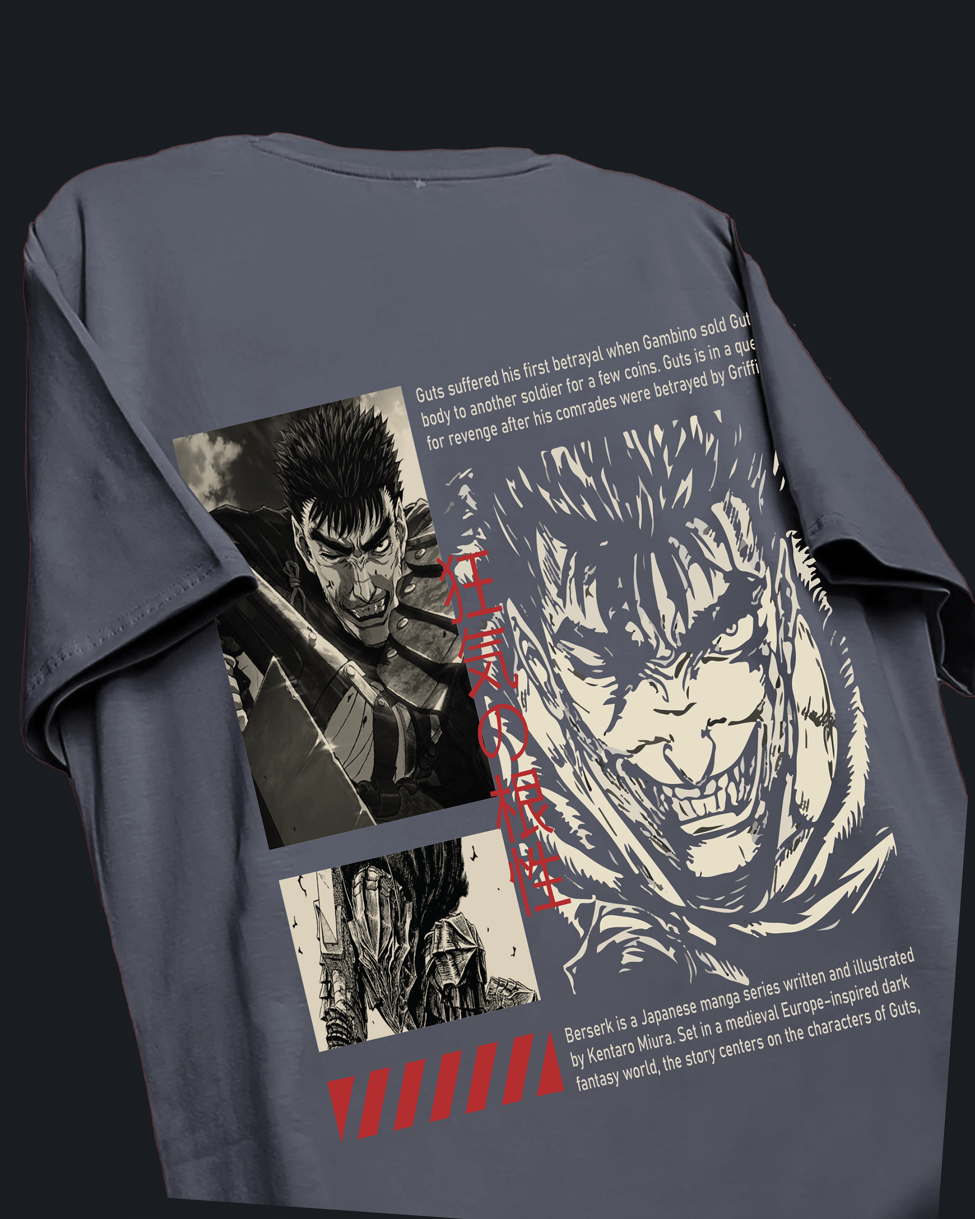 Berserk oversized anime t-shirt – Guts streetwear steal grey cotton tee