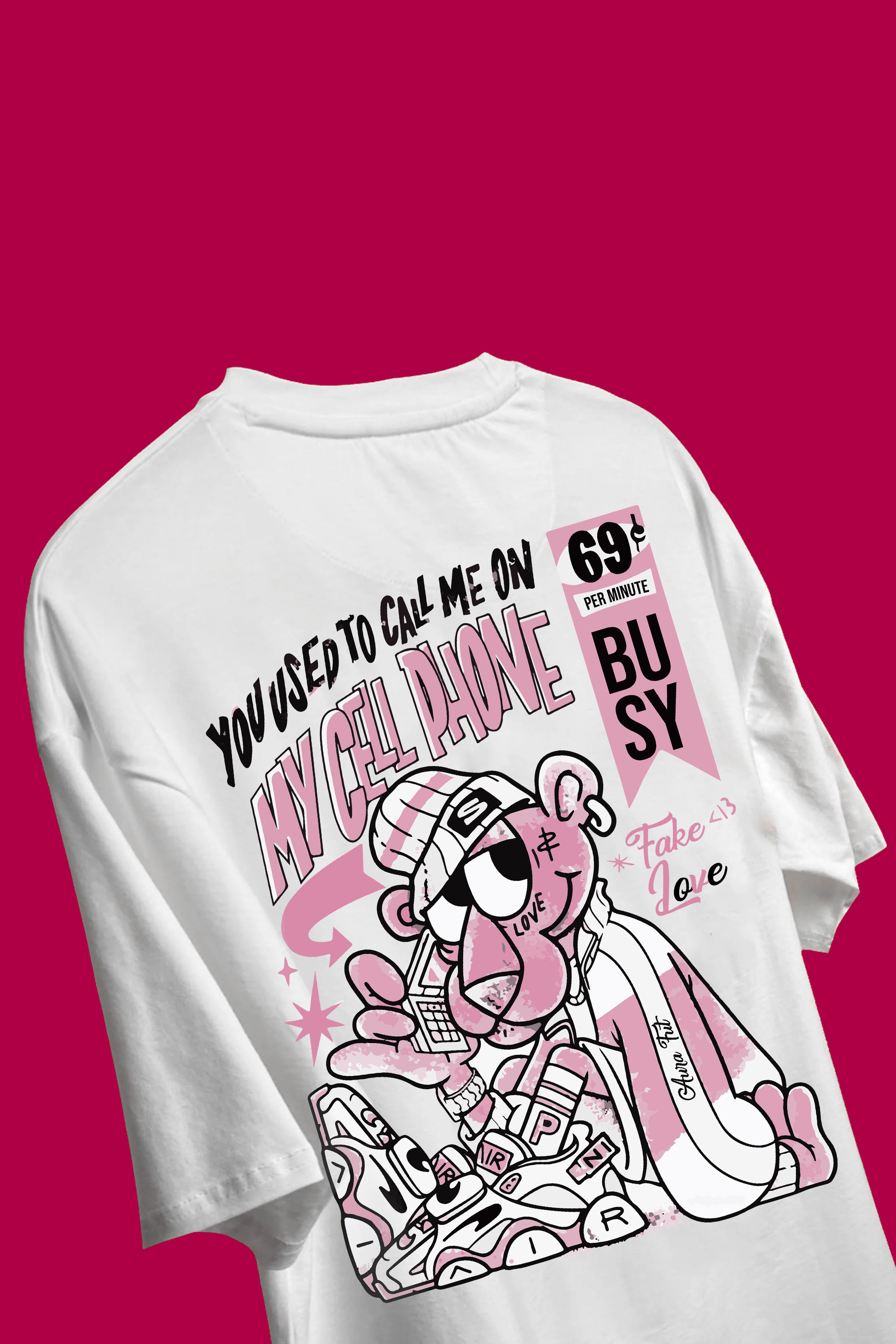Pink Panther Streetwear Graphic Tee – Women’s Oversized T-Shirt | Aura Fit