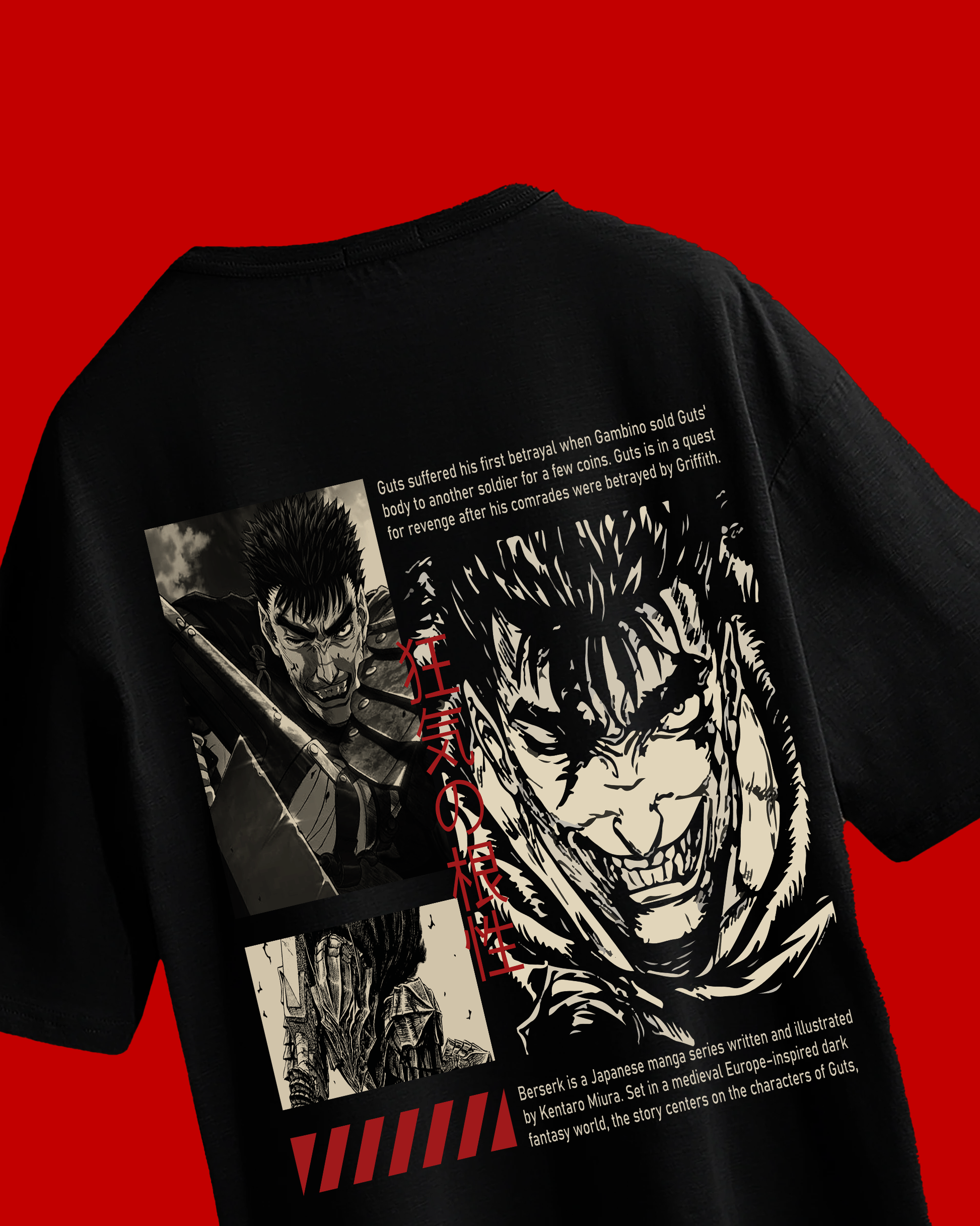 Berserk oversized anime t-shirt – Guts streetwear black cotton tee