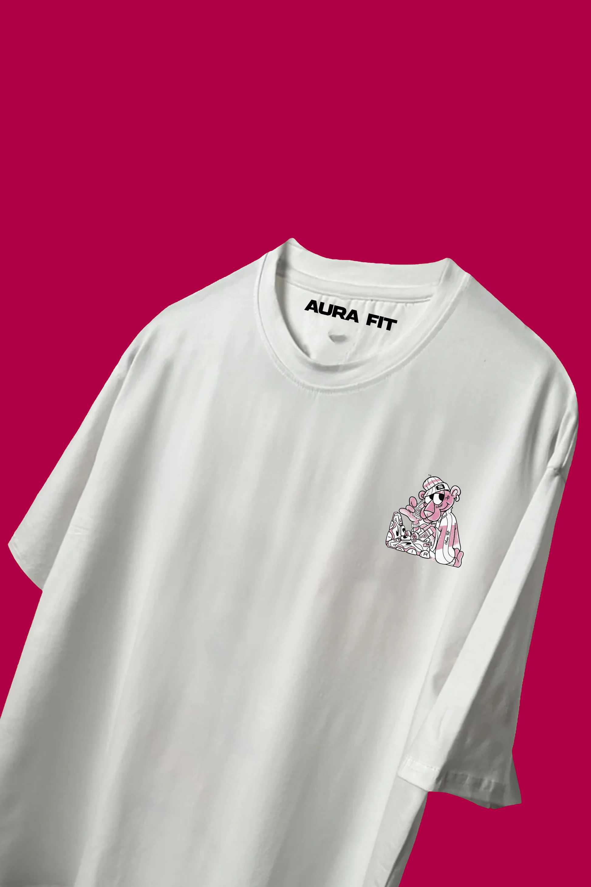 Pink Panther Streetwear Graphic Tee – Women’s Oversized T-Shirt | Aura Fit