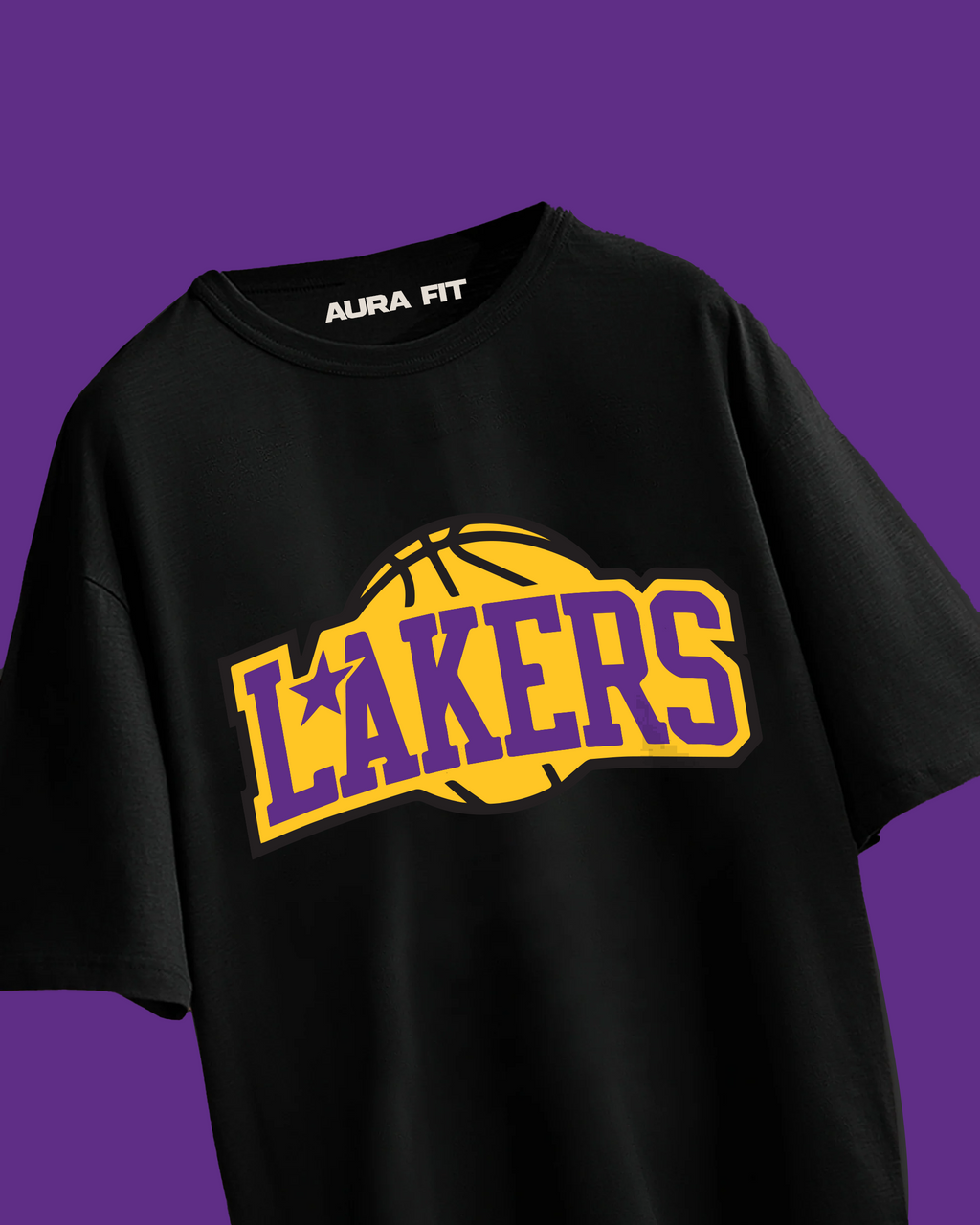 “Lakers oversized t-shirt – LA basketball streetwear in purple and gold